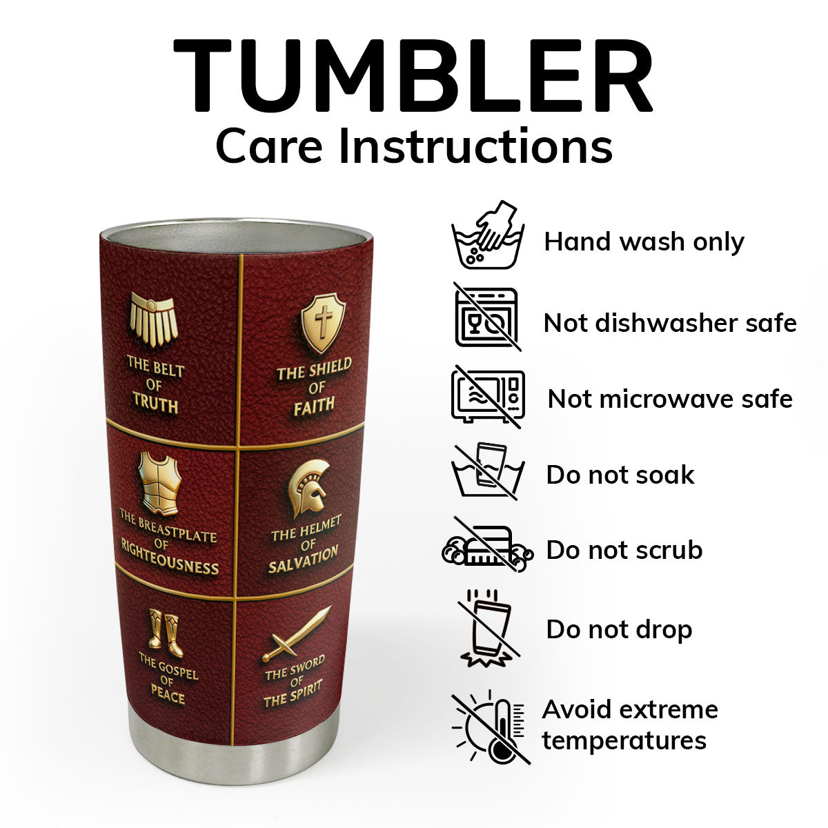Armor Of God - Personalized Stainless Steel Tumbler Gift for Her