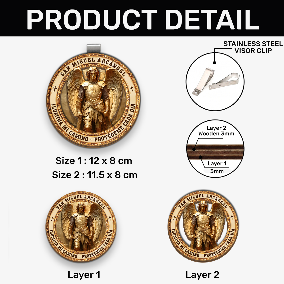 San Miguel Arcángel Guardian - Car Visor Clip