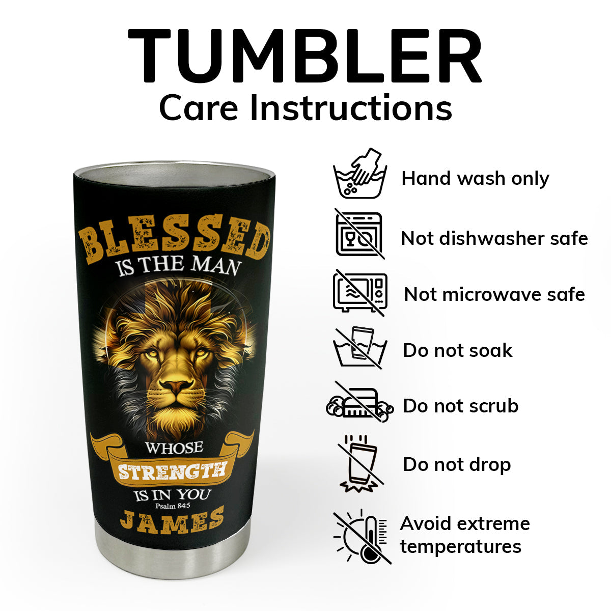 Blessed Is The Man Whose Strength Is In You - Personalized Stainless Steel Tumbler