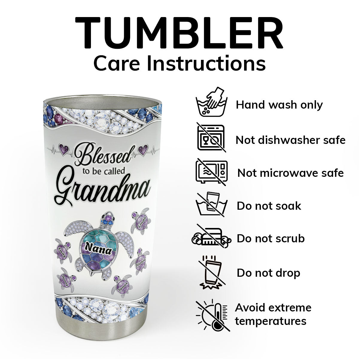 Blessed To Be Called Grandma - Personalized Stainless Steel Tumbler
