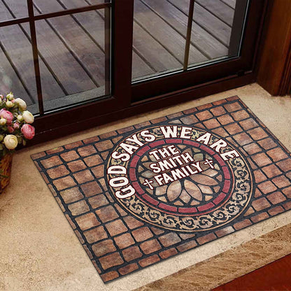 God Says We Are - Personalized Doormat - Christian Faith Home Decor