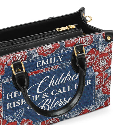 Her Children Rise Up & Call Her Blessed - Personalized Leather Handbag GMJSLB200012