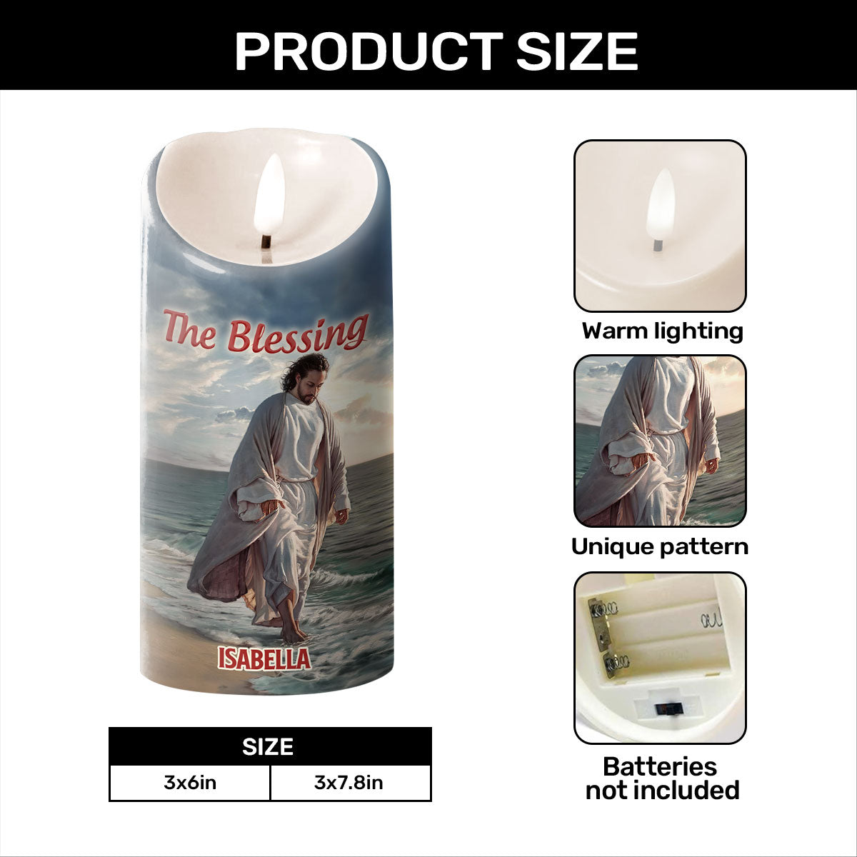 The Blessing - Personalized Flameless LED Candle - Inspirational Faith Decor
