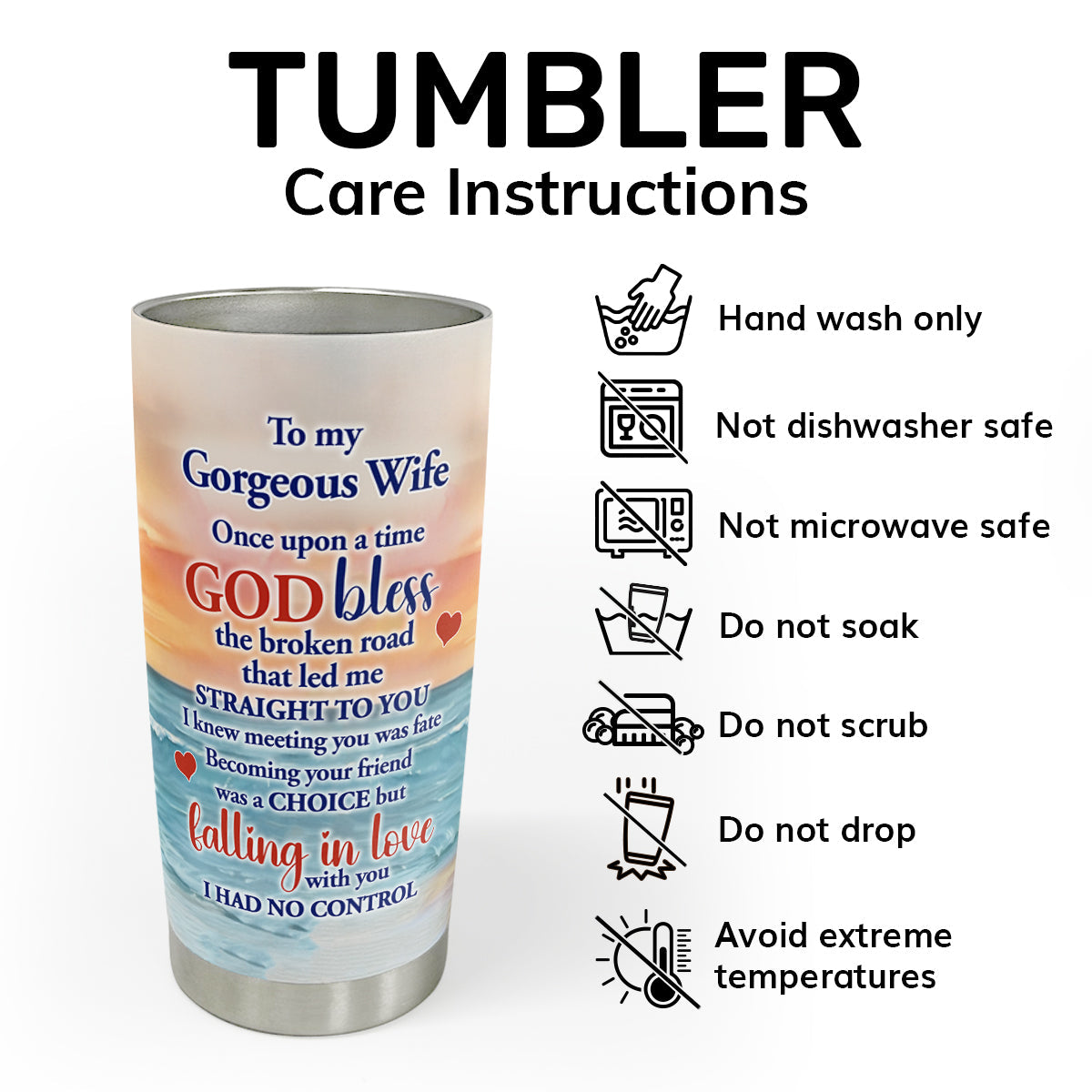 To My Gorgeous Wife - Personalized Stainless Steel Tumbler
