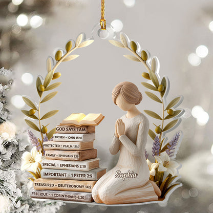 God Says I Am - Personalized Acrylic Ornament - Gift for Her GOJS10309