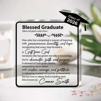 Faith-Inspired Graduation Keepsake - Personalized Acrylic Plaque GAPJS10096