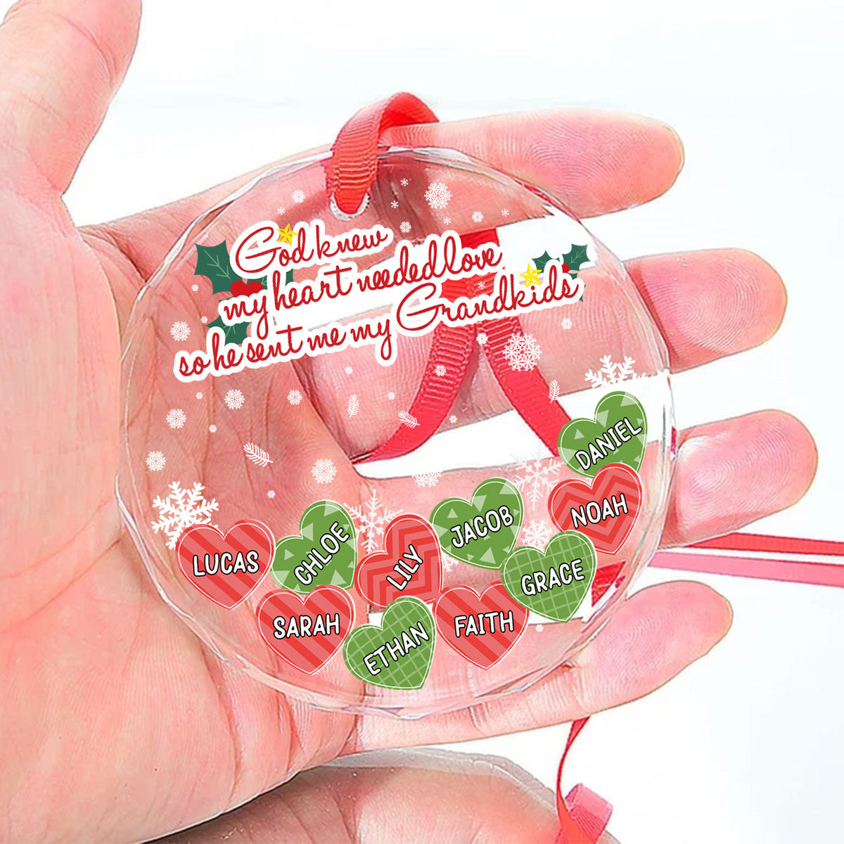 God Knew My Heart Needed Love - Personalized Glass Ornament GOJS10285