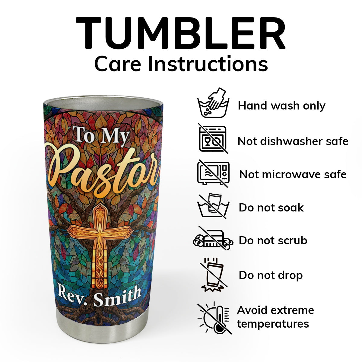 Thank You Pastor - Inspirational Christian Tumbler - Personalized Gift