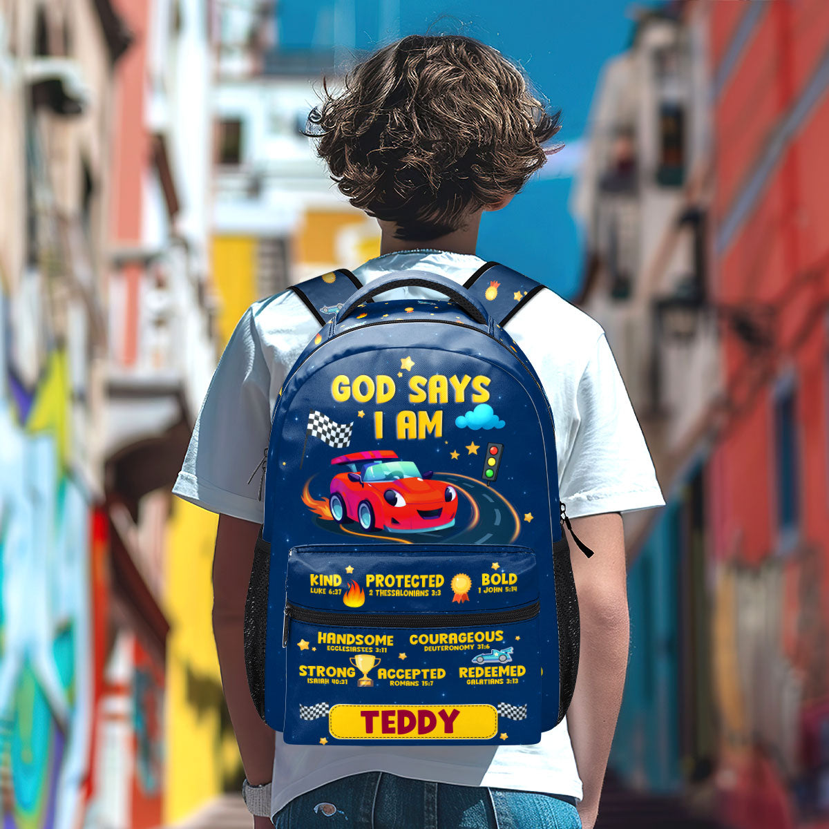 God Says I Am - Personalized Backpack - Christian Gift for Son