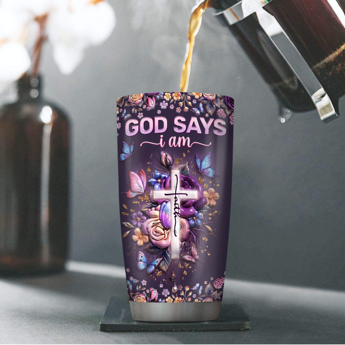 God Says I Am - Personalized Stainless Steel Tumbler Faith Drinkware