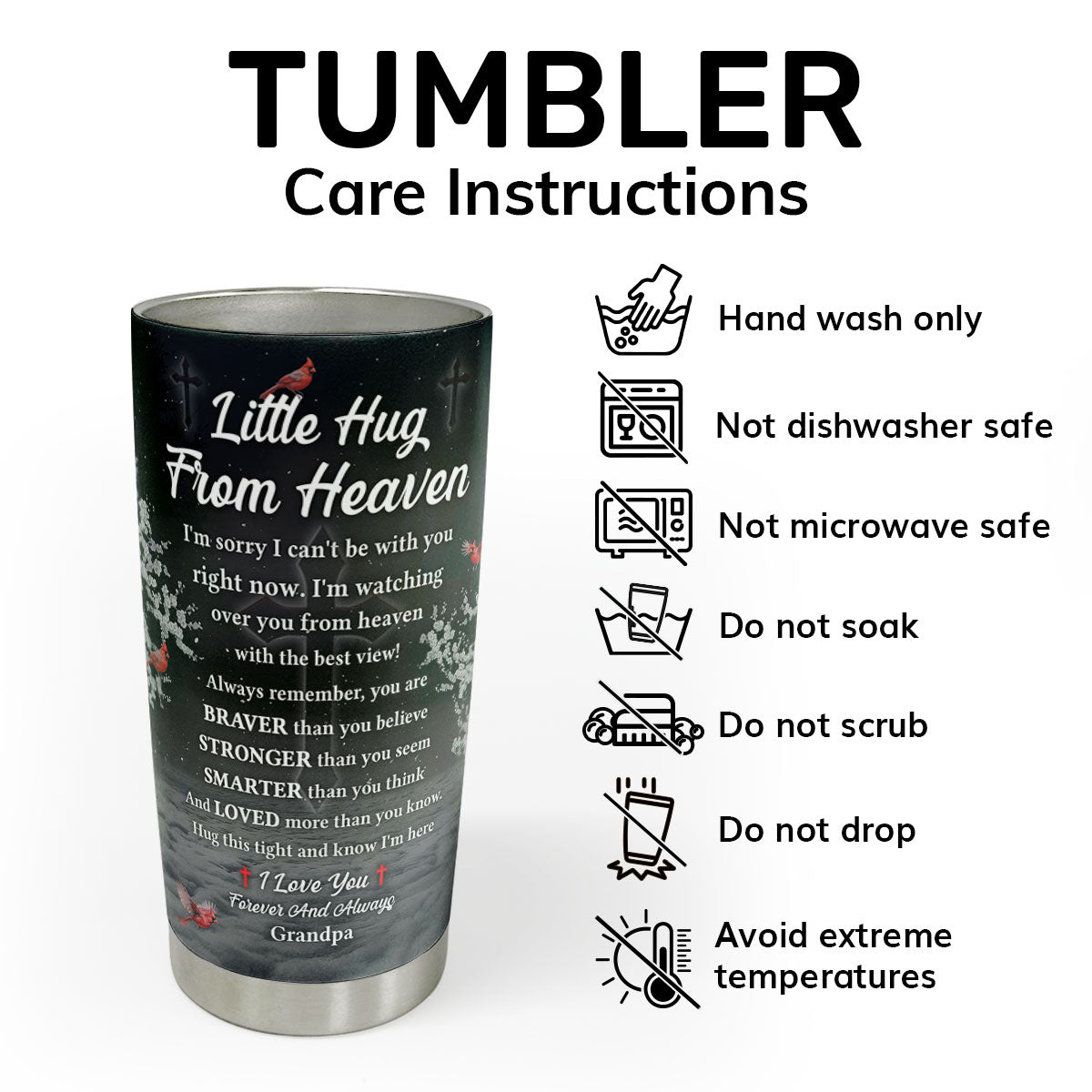 Memorial Keepsake - Personalized Stainless Steel Tumbler