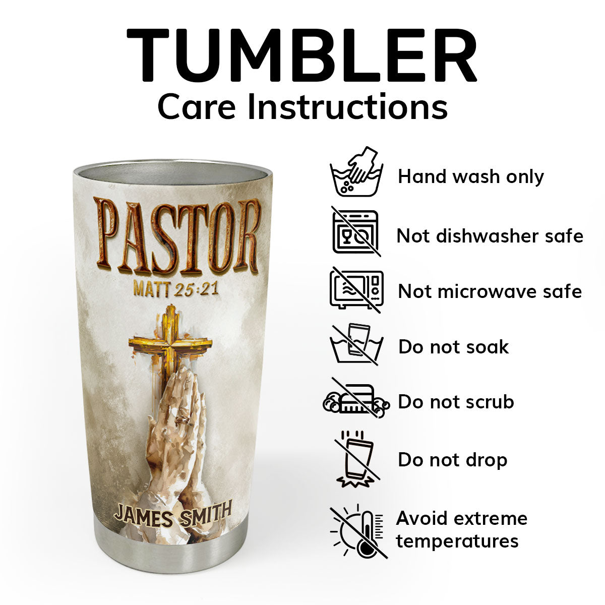 Faith-Inspired - Personalized Stainless Steel Tumbler 20oz