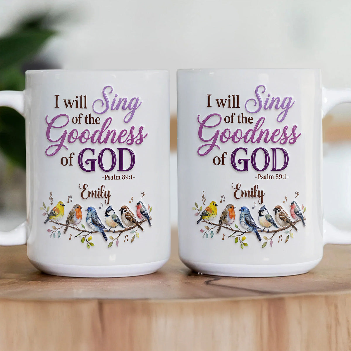 Faith-Inspired Bird Song - Personalized Ceramic Coffee Mug
