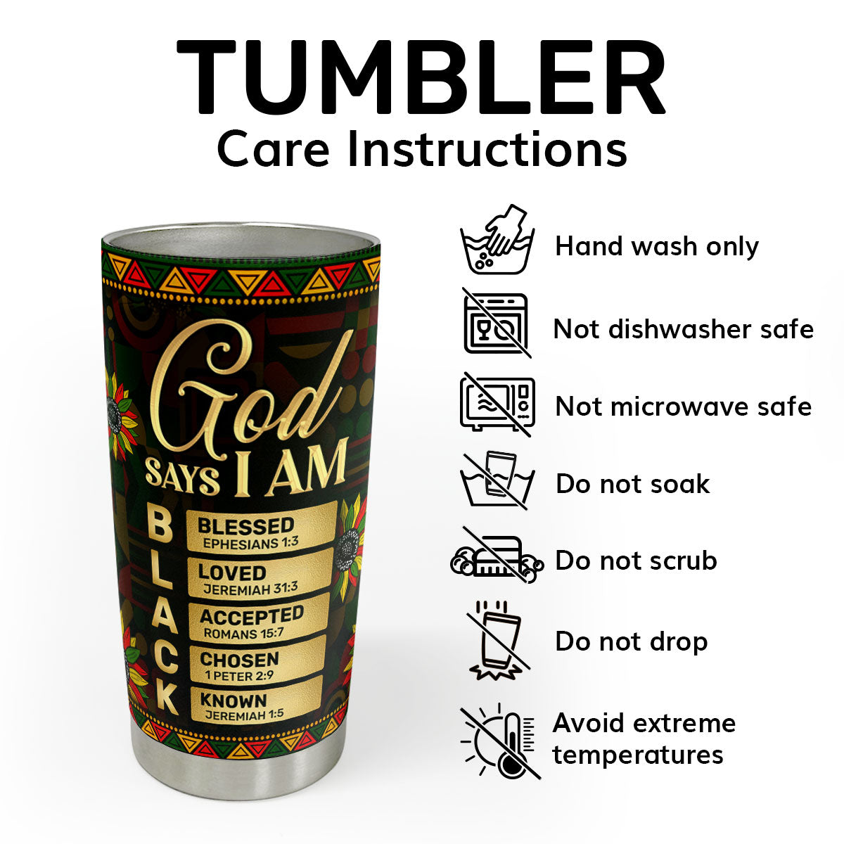 God Says I Am Black - Personalized Stainless Steel Tumbler