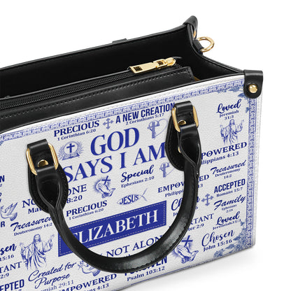 God Says I Am - Personalized Leather Handbag GMJSLB200084