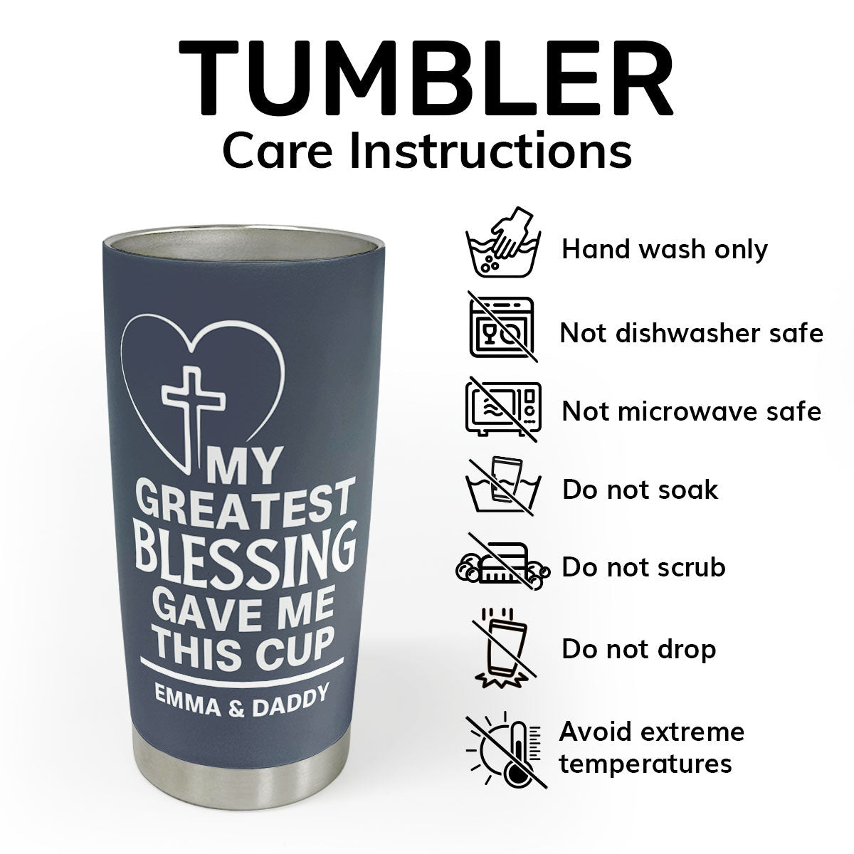 Sentimental Gift for Dad - Personalized Stainless Steel Tumbler