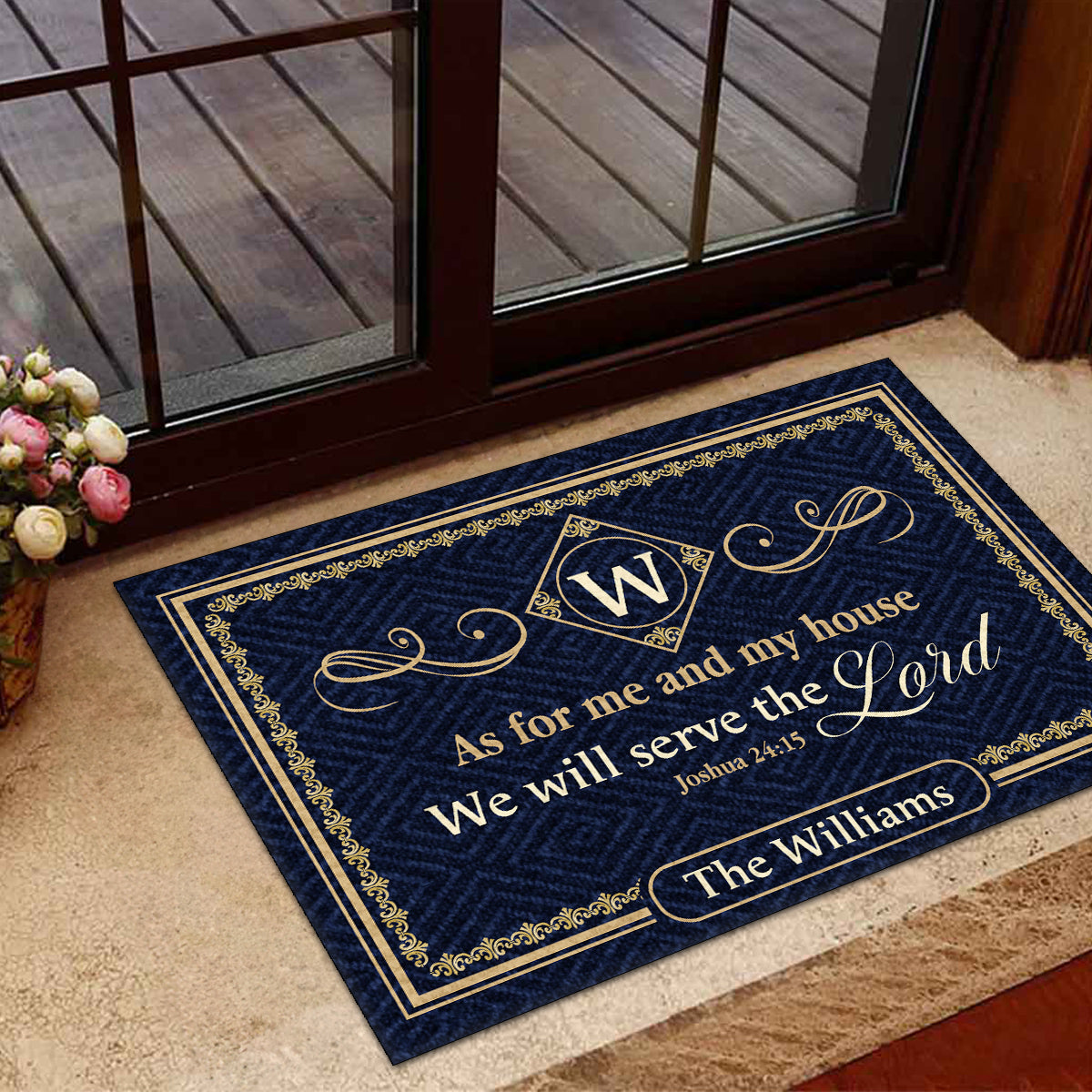 Gift For Family - As For Me And My House We Will Serve The Lord - Personalized Doormat Custom Name Christian Home Decor