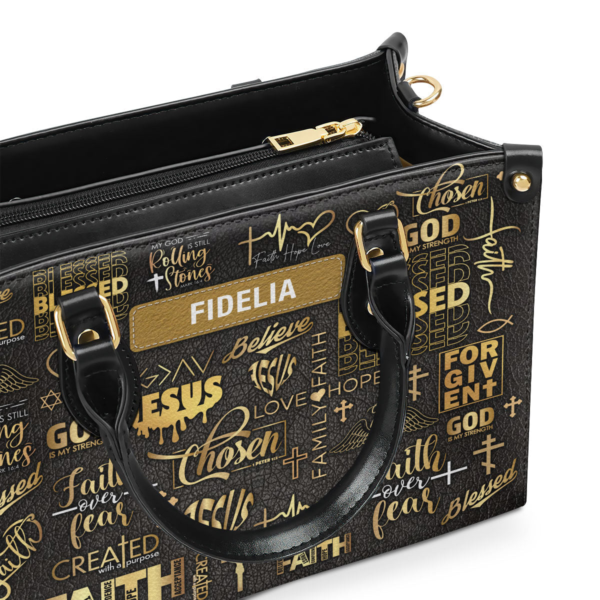 Faith Pray Jesus - Personalized Leather Handbag GMJSLB200086