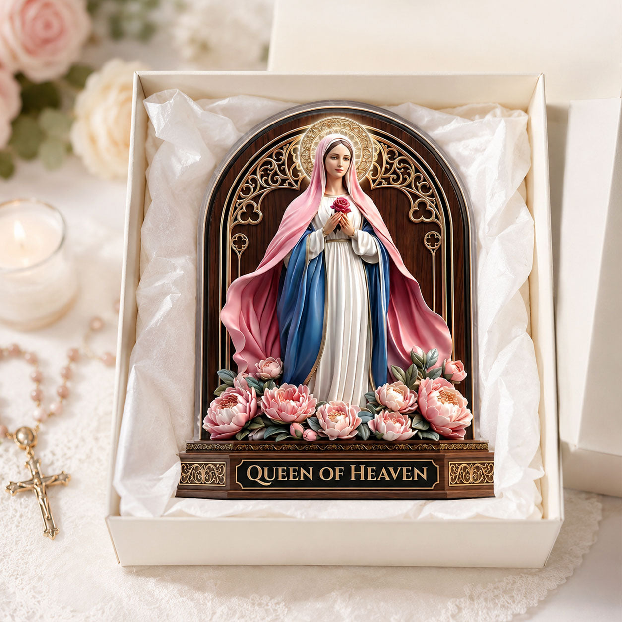 Queen Of Heaven - Personalized Acrylic Plaque - Gift for Mom GAPJS10034