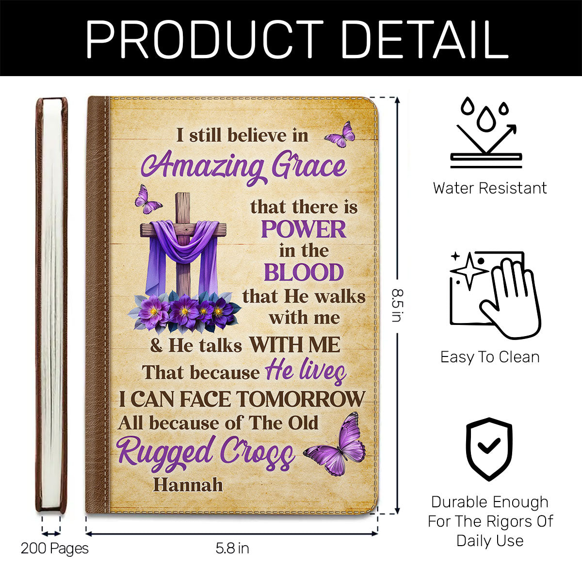 Faith Through The Cross - Personalized Leather Cover Notebook GMJSNB200072