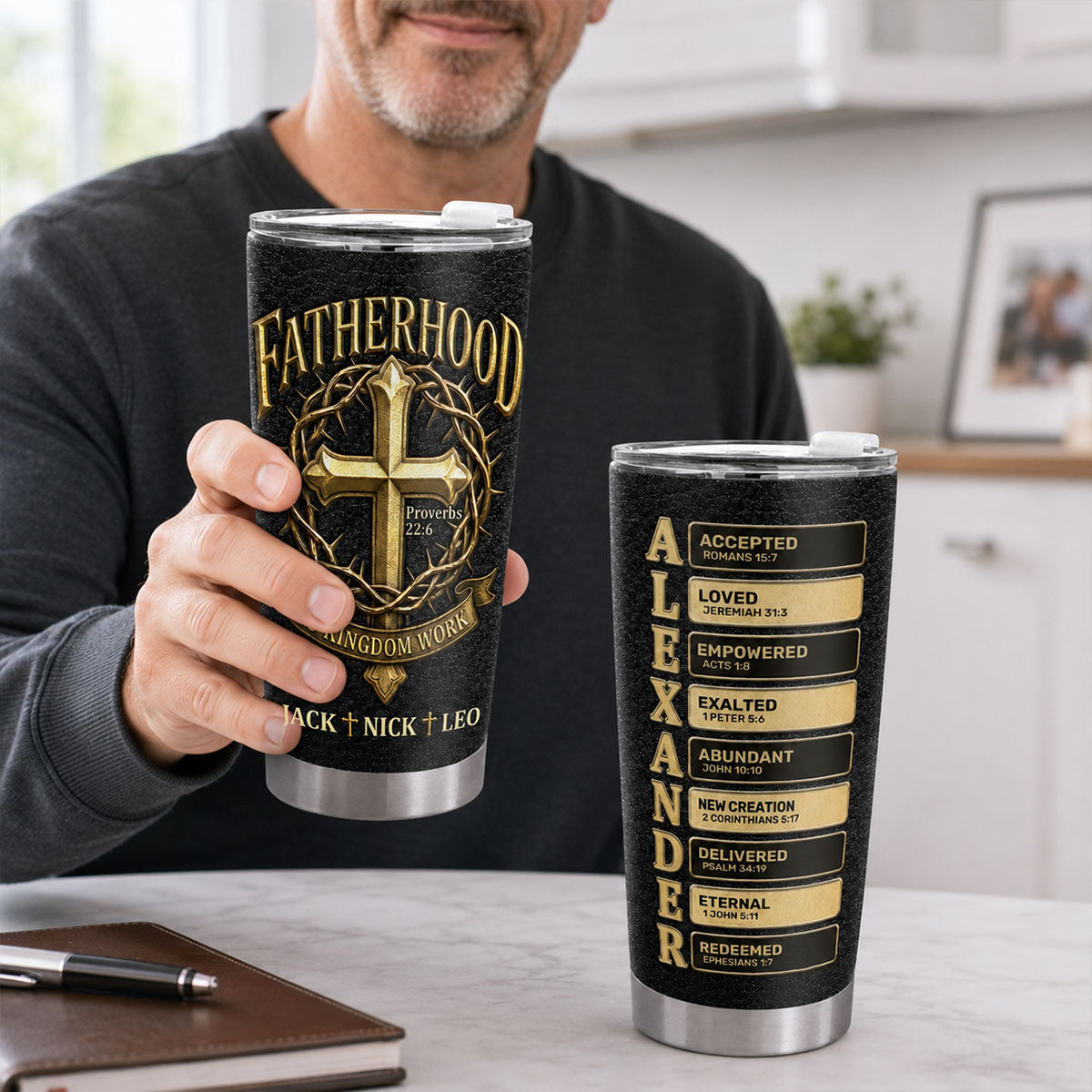 Fatherhood Is Kingdom Work - Personalized Stainless Steel Tumbler