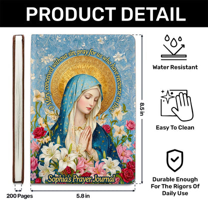 Our Lady Of Grace And Roses - Personalized Leather Cover Notebook GMJSNB200001