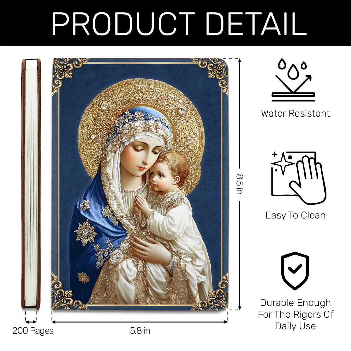 Blessed Mother and Child - Christian Leather Notebook GMJSNB200020