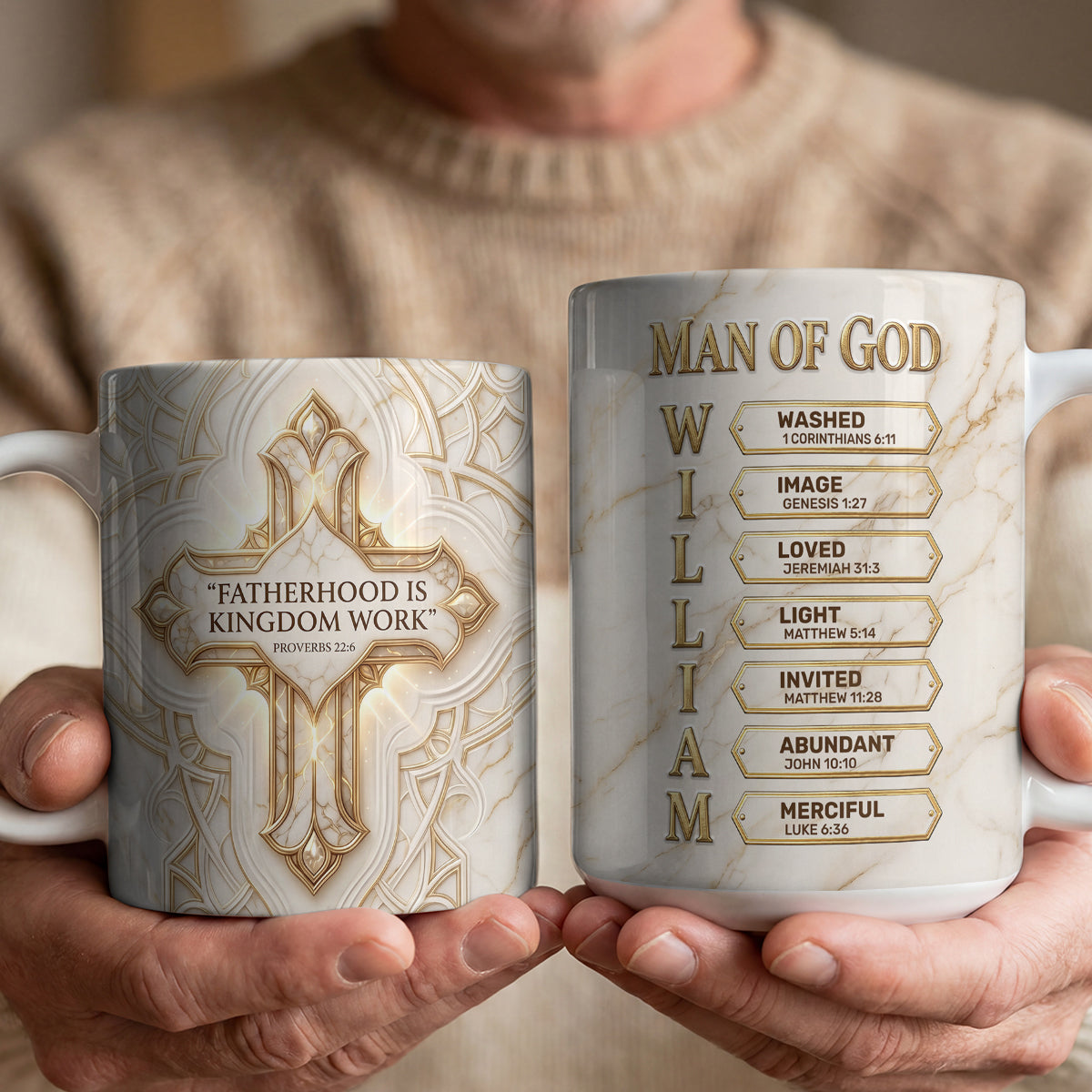 Fatherhood Is Kingdom Work - Personalized Ceramic Coffee Mug