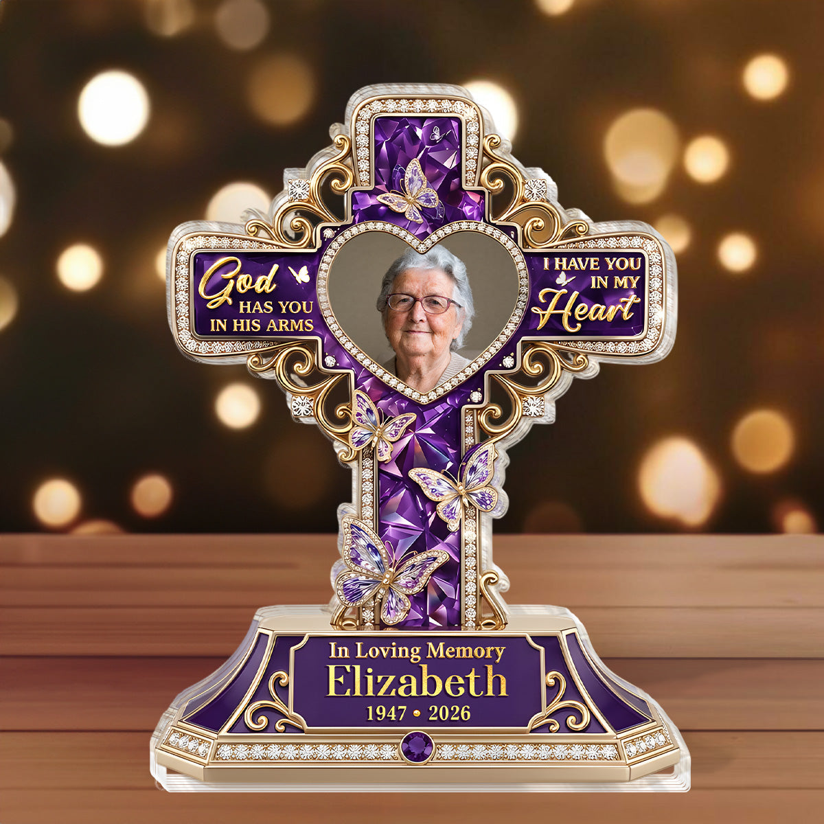 God Has You In His Arms - Personalized Acrylic Plaque GAPJS10017
