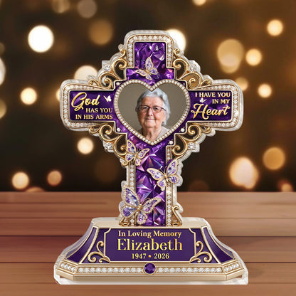 God Has You In His Arms - Personalized Acrylic Plaque GAPJS10017