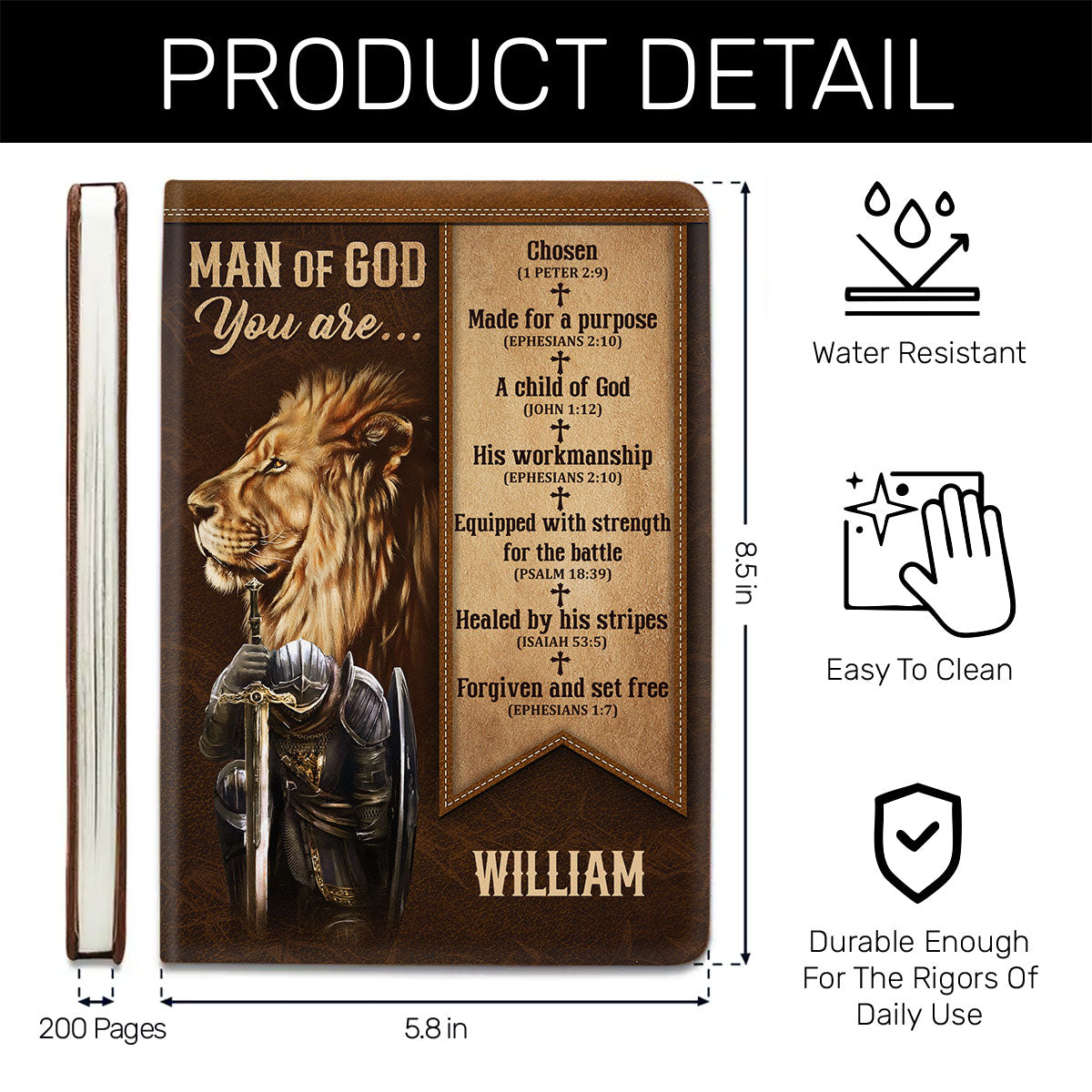 Lion of Judah Warrior - Personalized Leather Notebook GMJSNB200028