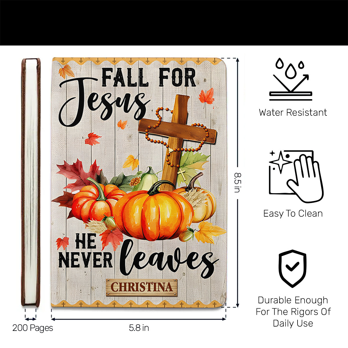 Fall For Jesus - Personalized Leather Notebook GMJSNB200054