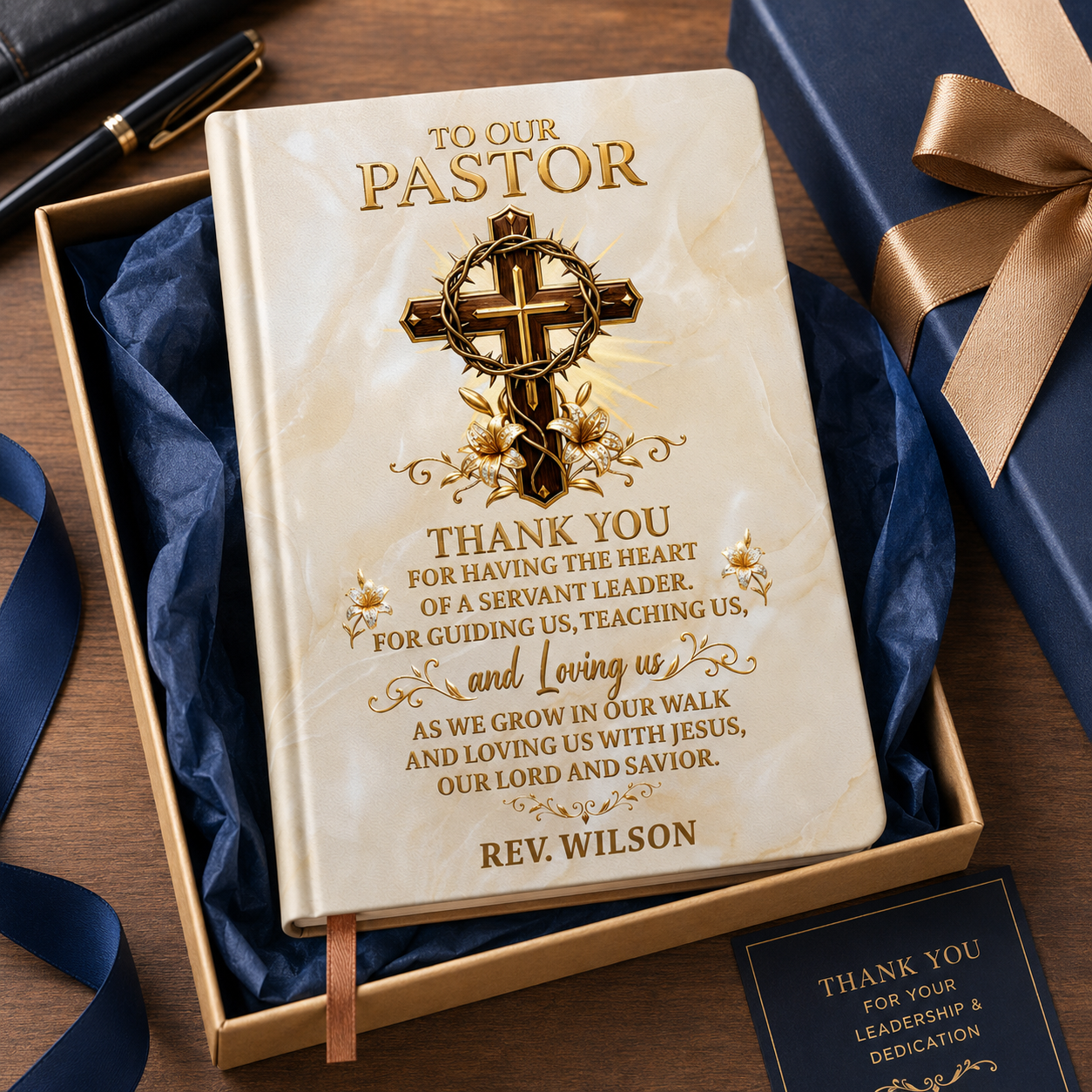 Heart Of A Servant Leader - Personalized Leather Cover Notebook GMJSNB200008