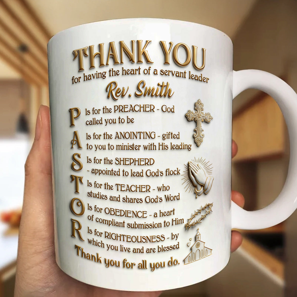 Thank You Pastor - Personalized Ceramic Coffee Mug