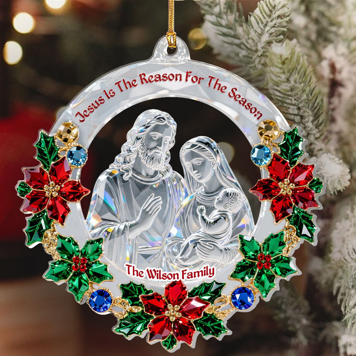 Jesus Is The Reason For The Season - Personalized Acrylic Ornament GOJS10050