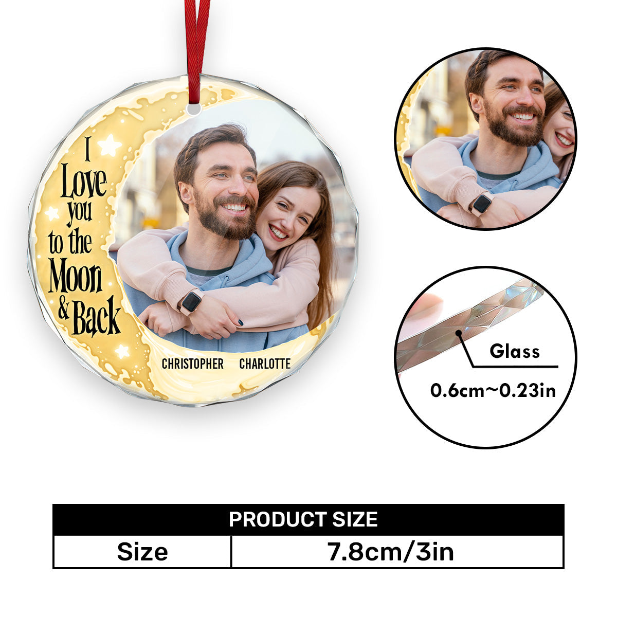I Love You To The Moon And Back - Personalized Glass Ornament GOJS10275