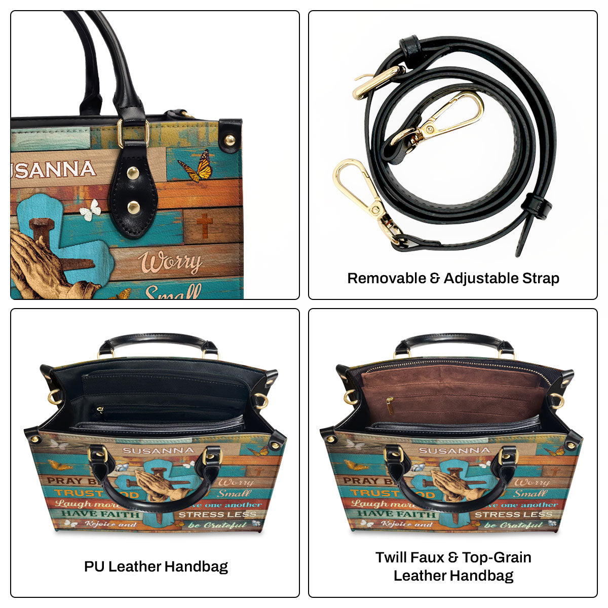 Inspirational Faith - Personalized Leather Handbag GMJSLB200085