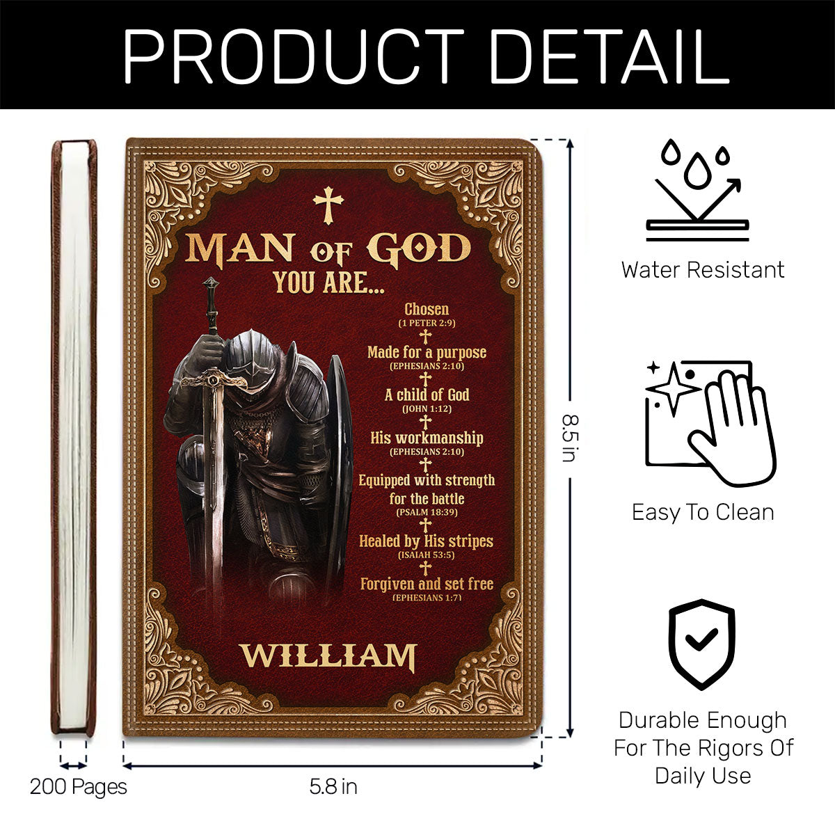 Man Of God Royal - Personalized Leather Notebook GMJSNB200033