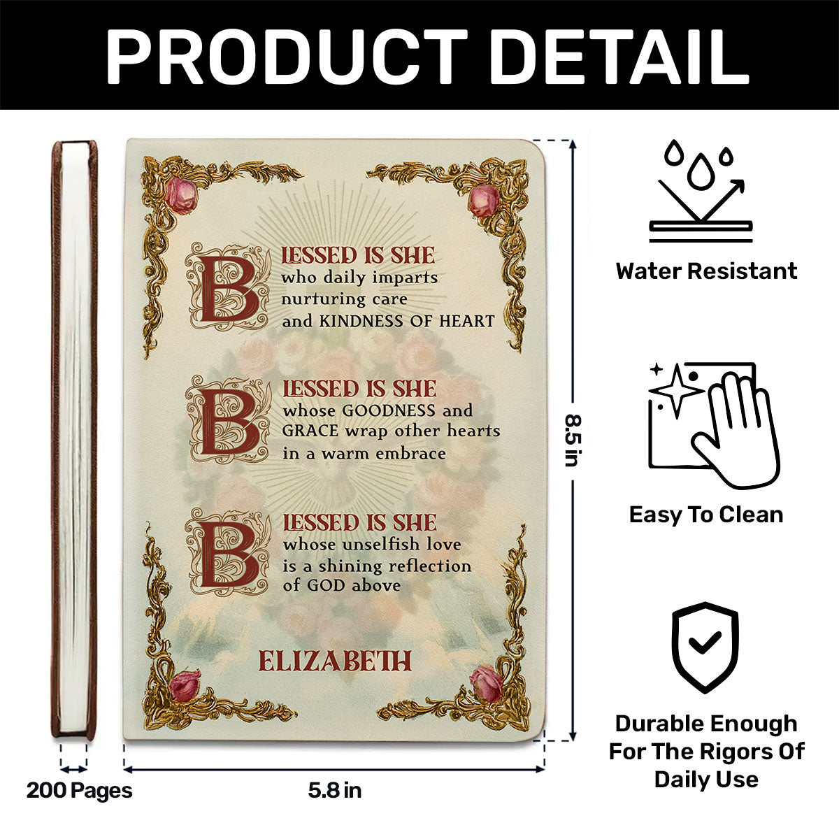 Blessed Is She - Personalized Leather Cover Notebook GMJSNB200109