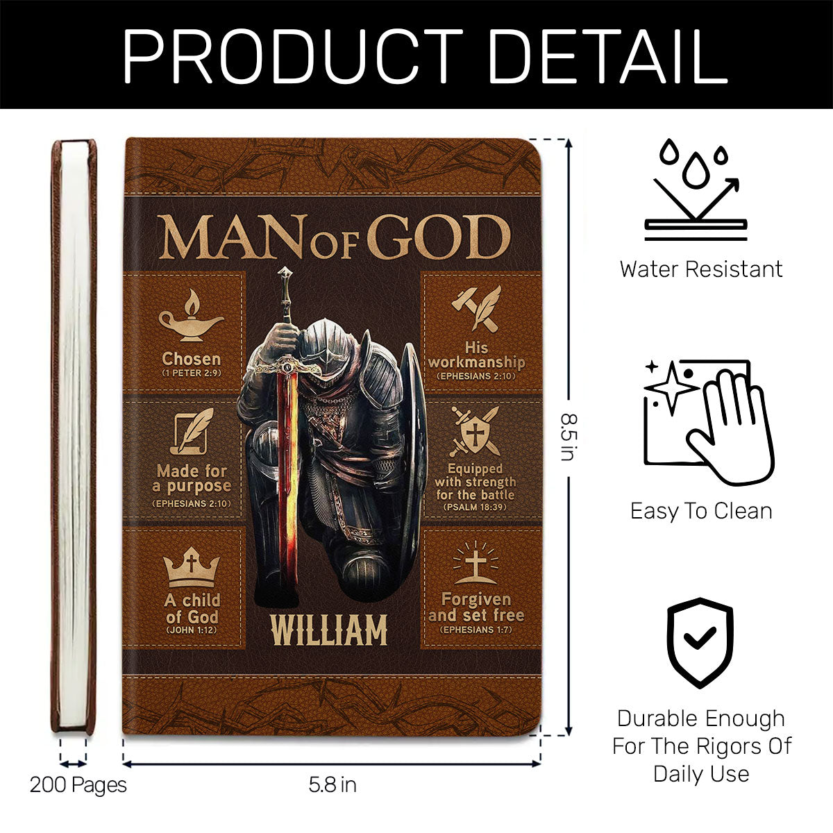 Man Of God - Personalized Leather Cover Notebook GMJSNB200027