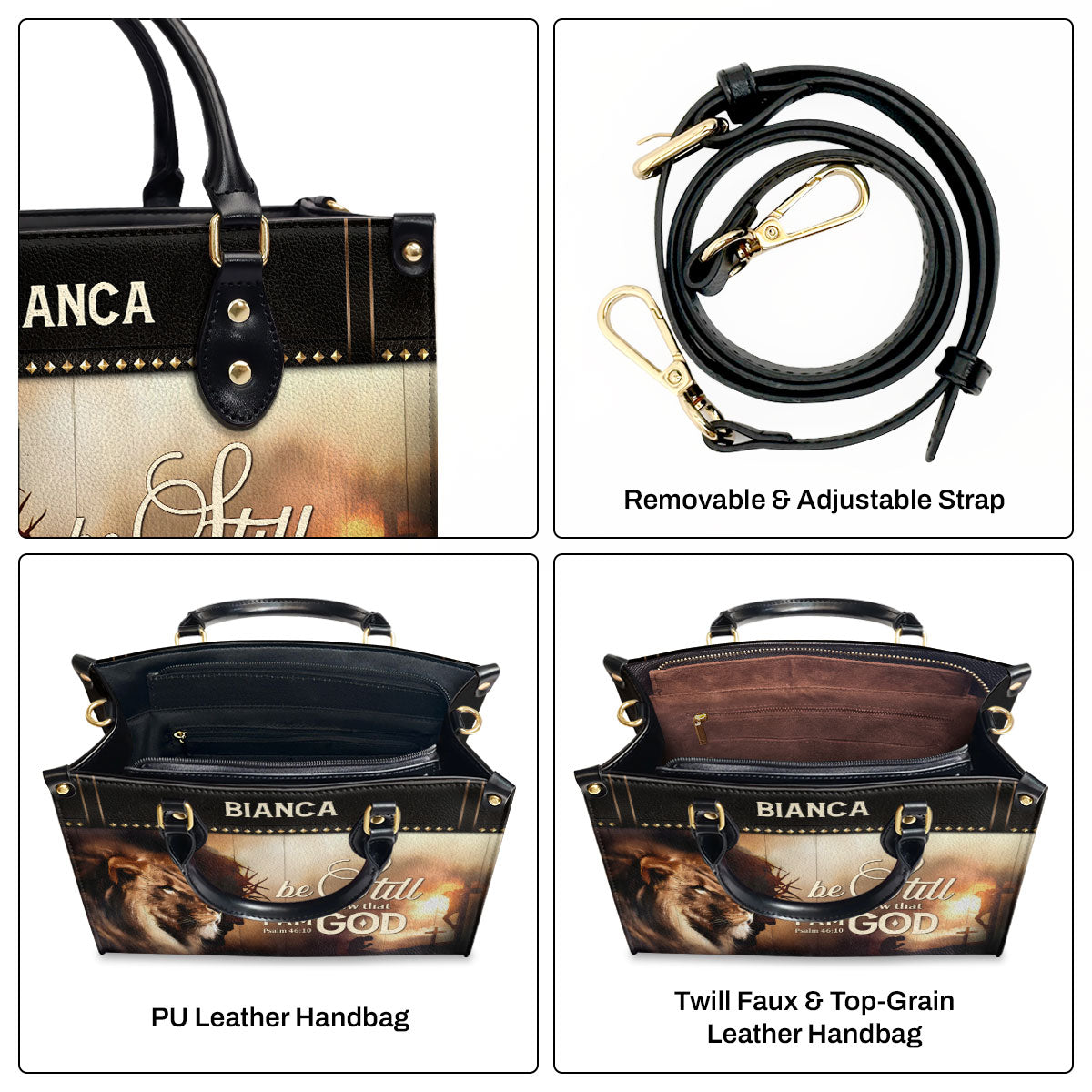 Be Still And Know That I Am God - Personalized Leather Handbag GMJSLB200082