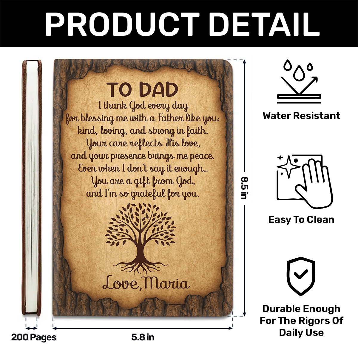 Gift For Dad - You Are A Gift From God - Personalized Leather Cover Notebook Custom Name Faith Keepsake GMJSNB200091