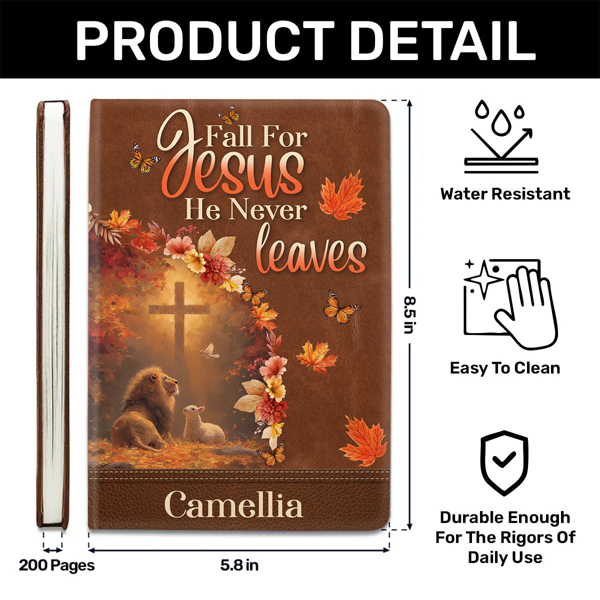 Fall For Jesus - Personalized Leather Cover Notebook GMJSNB200052