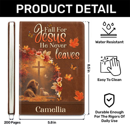 Fall For Jesus - Personalized Leather Cover Notebook GMJSNB200052