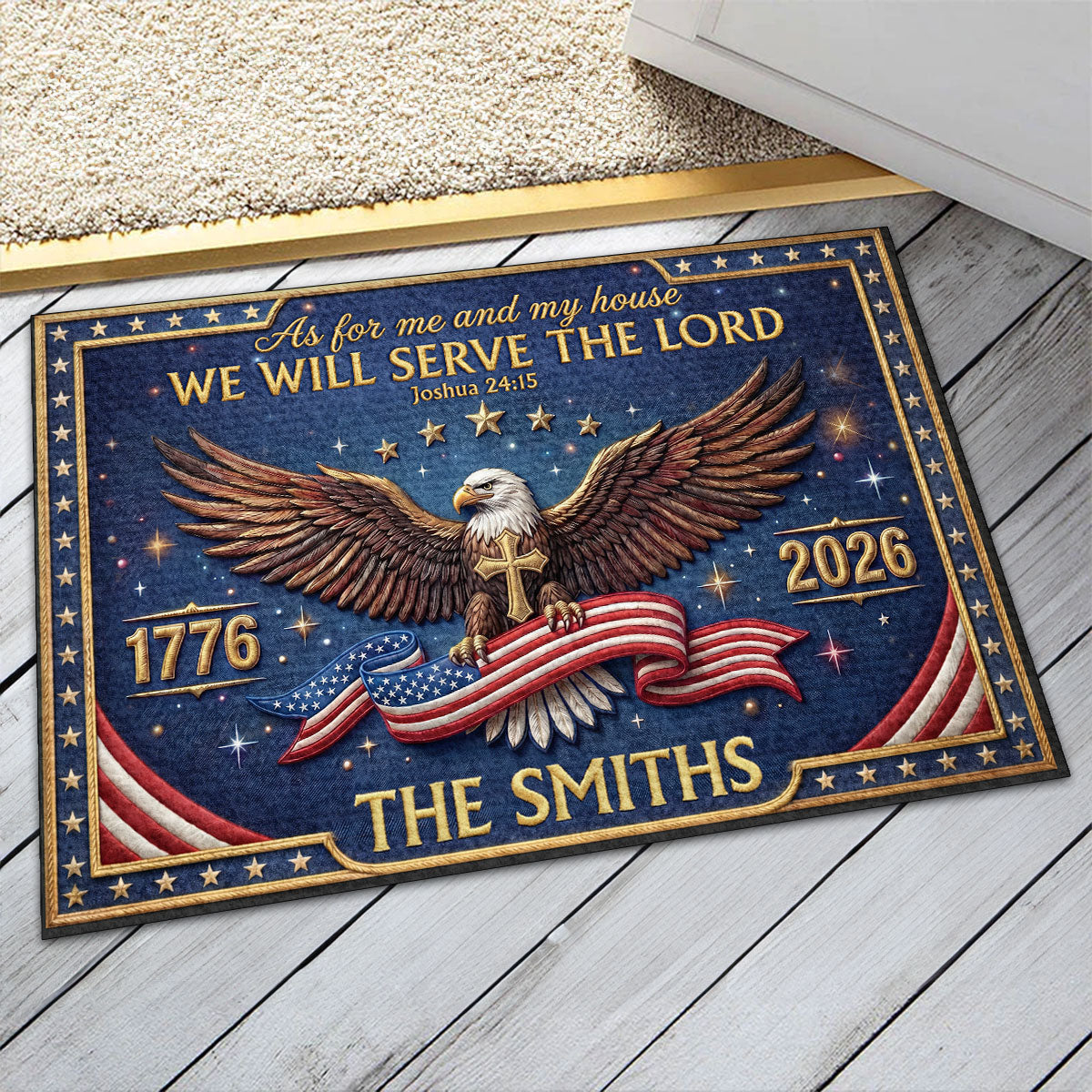 Faith and Patriotism - Personalized Doormat GDMJS10011