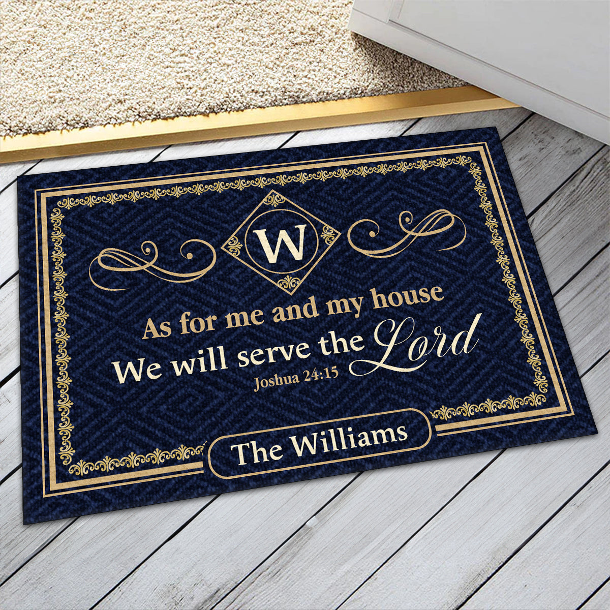 Gift For Family - As For Me And My House We Will Serve The Lord - Personalized Doormat Custom Name Christian Home Decor