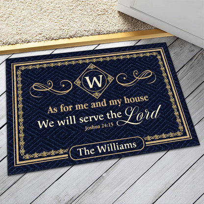 Gift For Family - As For Me And My House We Will Serve The Lord - Personalized Doormat Custom Name Christian Home Decor