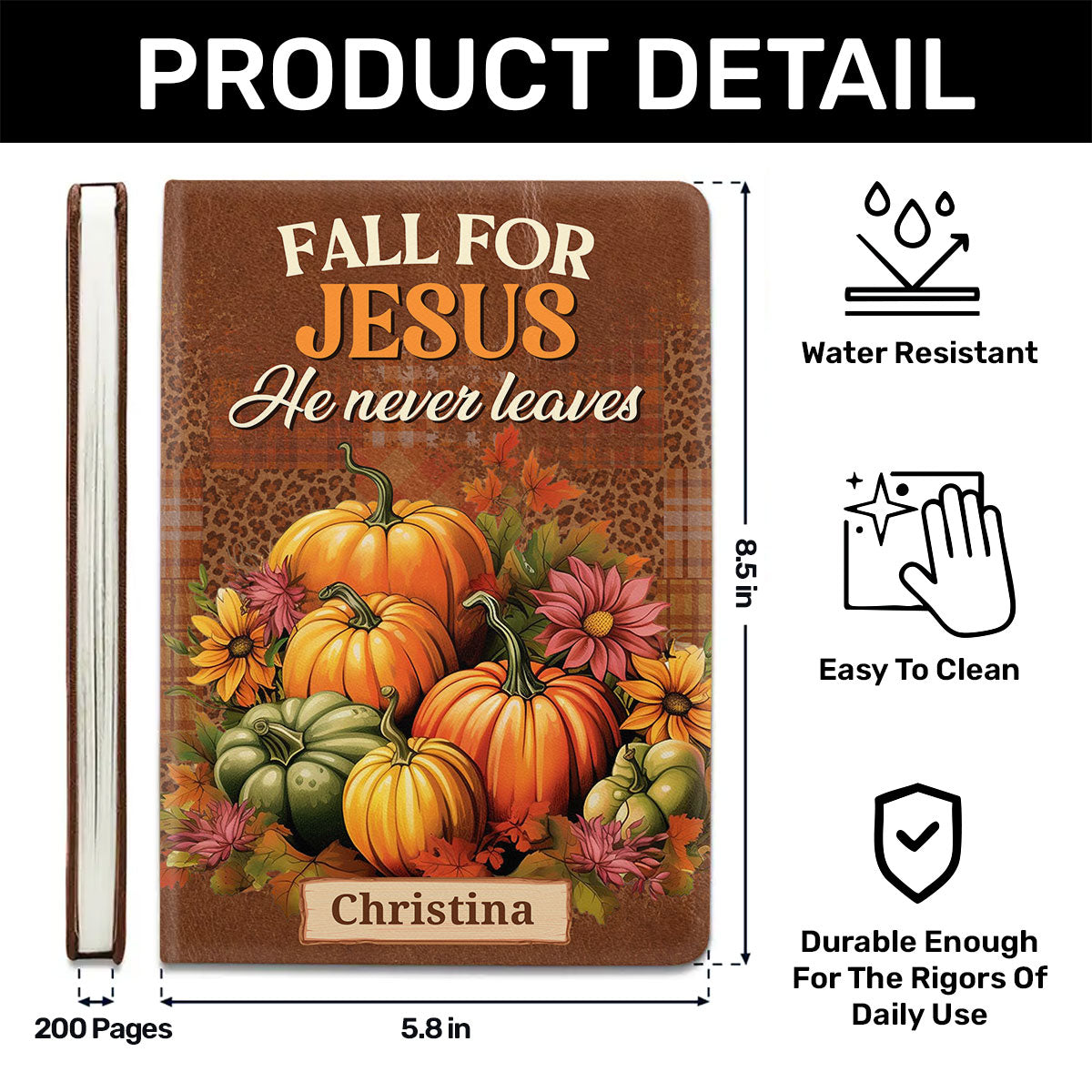 Fall For Jesus - Personalized Leather Cover Notebook GMJSNB200051