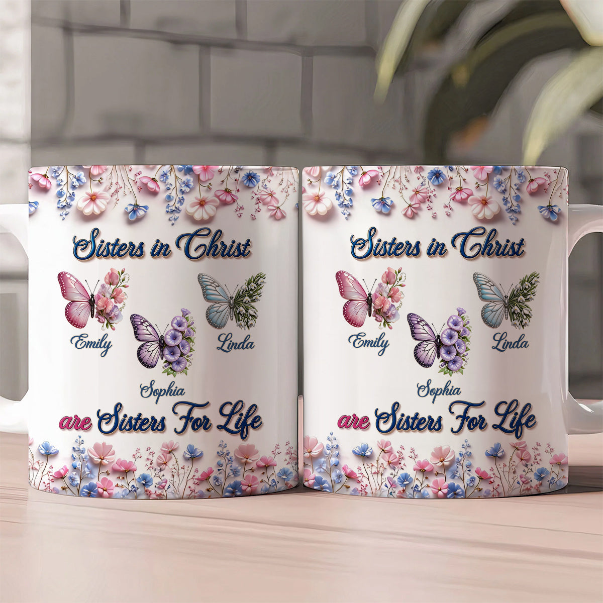 Sisters in Christ Are Sisters for Life - Personalized Ceramic Coffee Mug