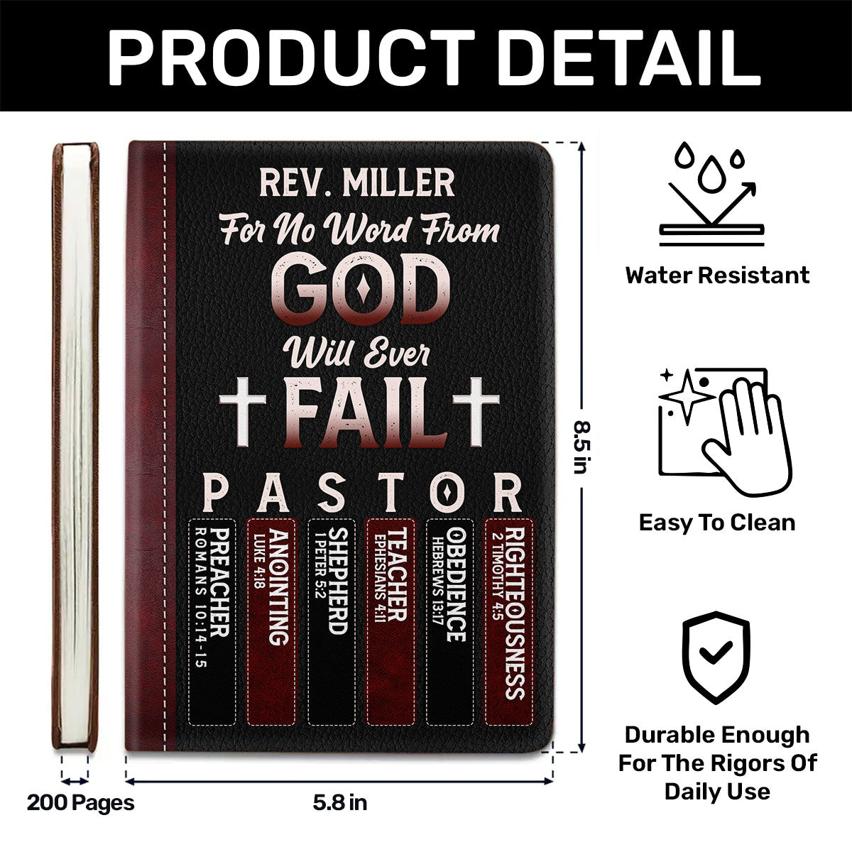 For No Word From God Will Ever Fail - Personalized Leather Cover Notebook GMJSNB200044